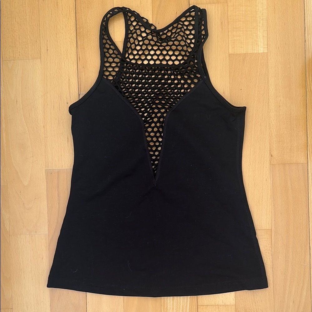 Black Mesh Racerback Tank Top